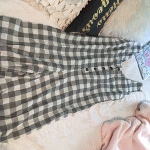 Grey and White checkered jumpsuit.